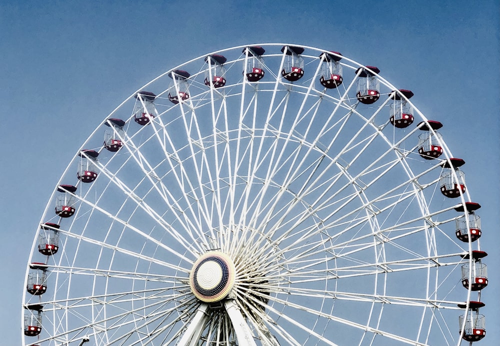 a ferris wheel with a blue sky