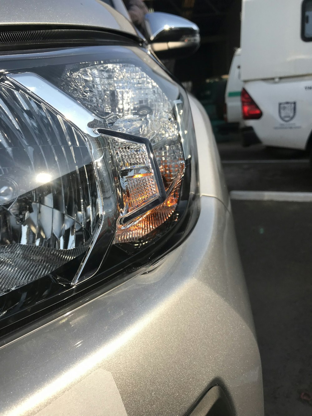 a car with its headlights on