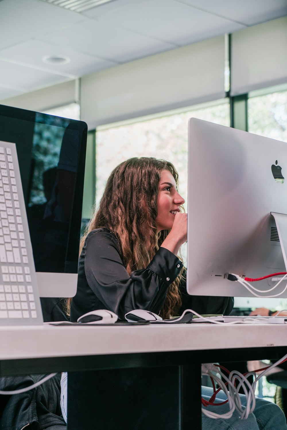 a person sitting at a desk