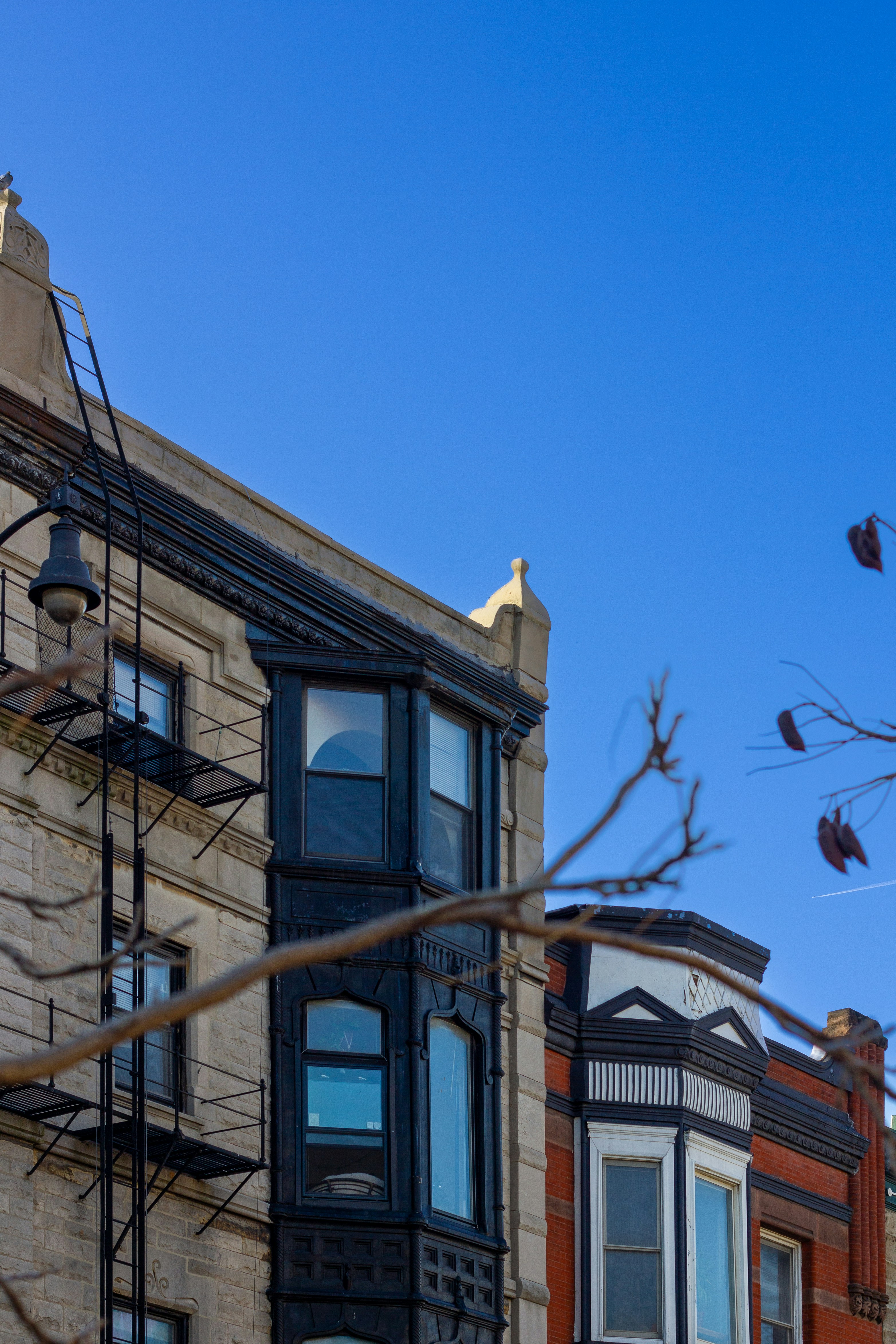 a building with a lamp post