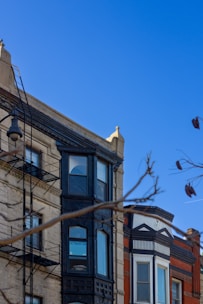 a building with a lamp post