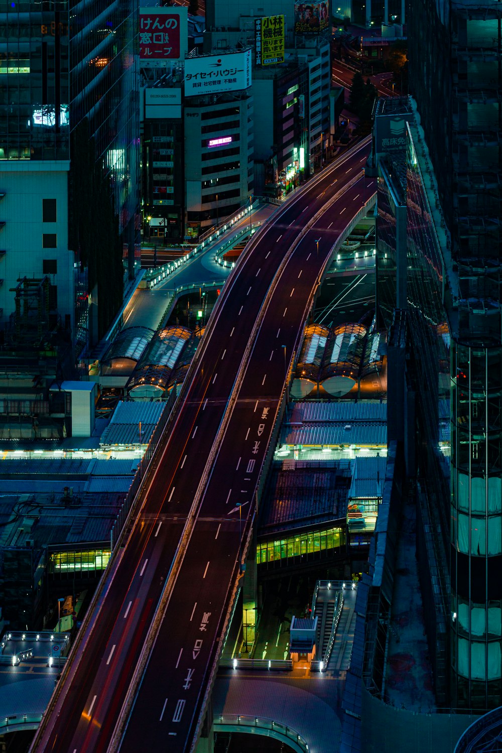 a train going through a city