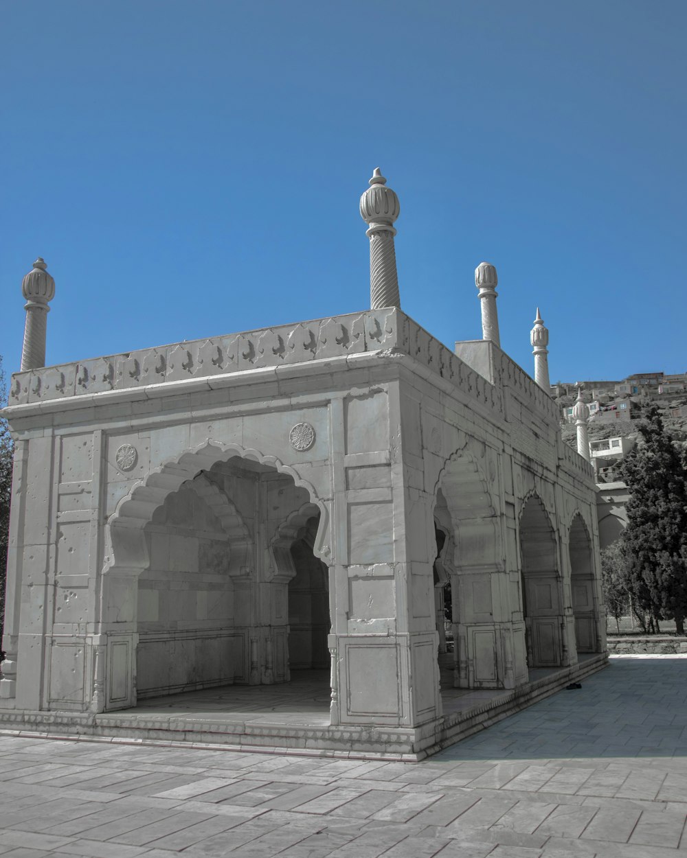 a stone building with a large archway