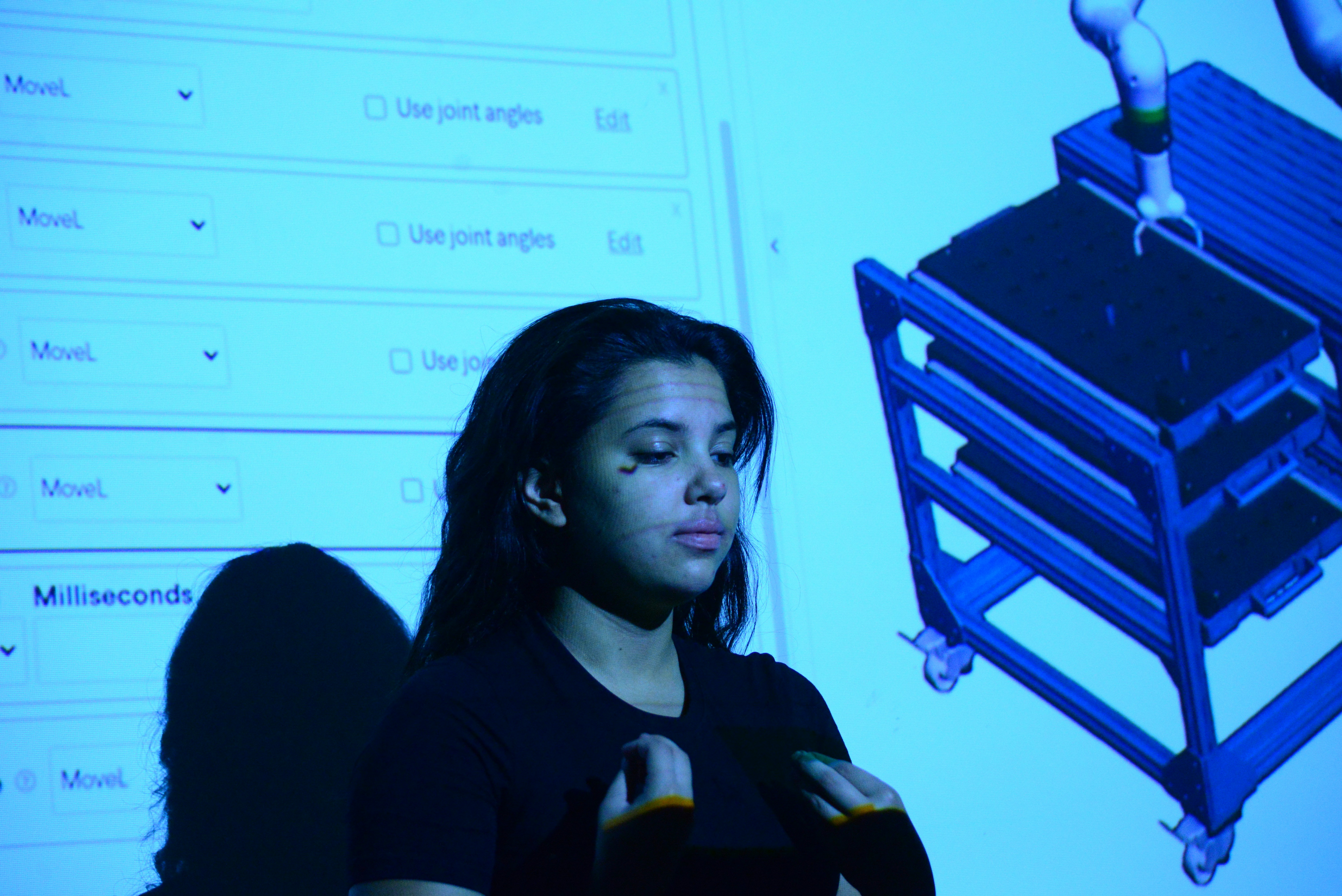 Professional woman showcasing her AI-powered marketing automation project