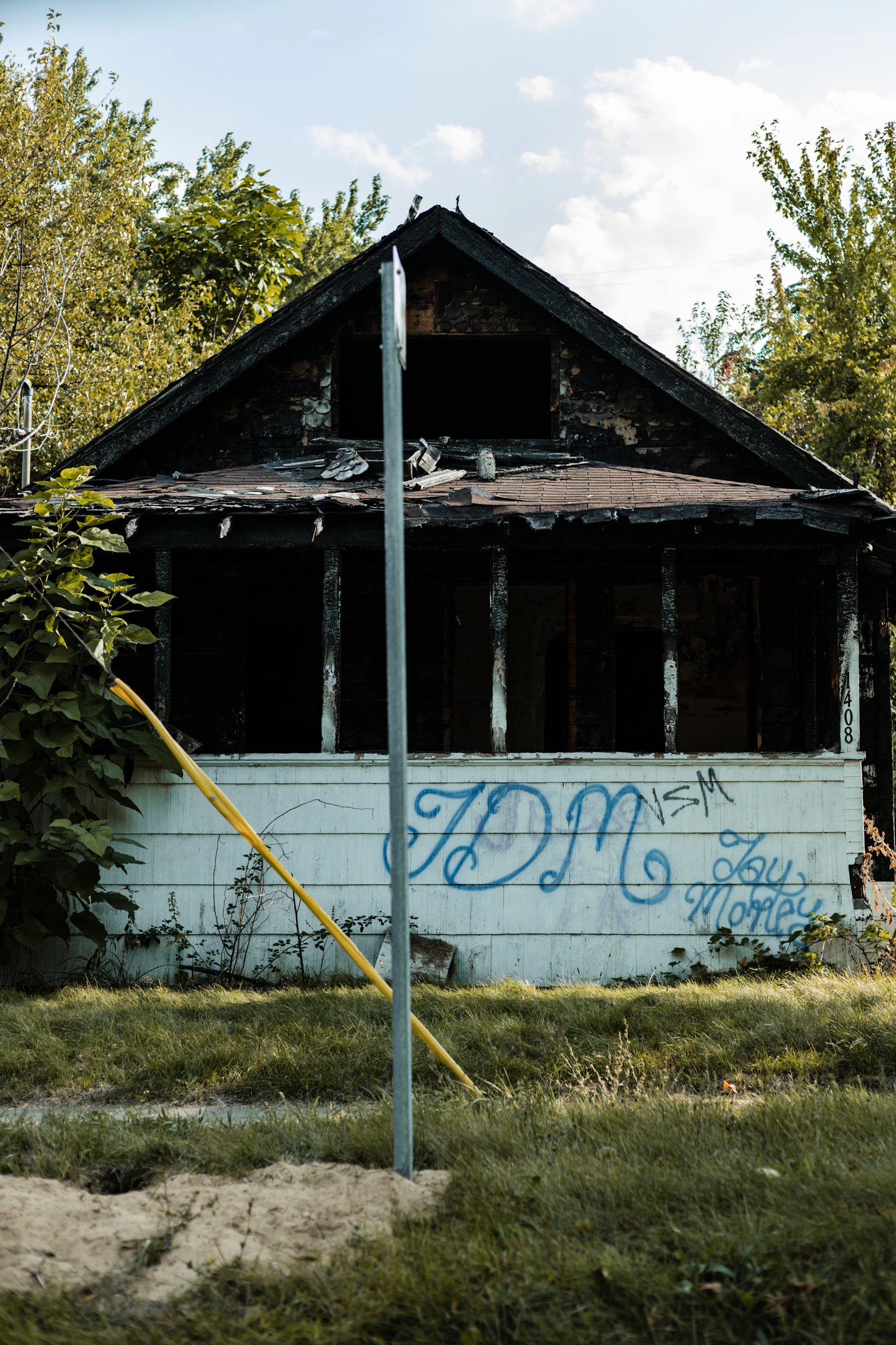 a house with graffiti on it