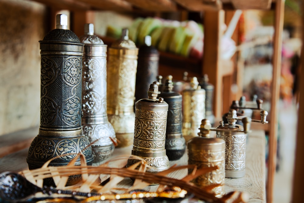 a group of glass jars