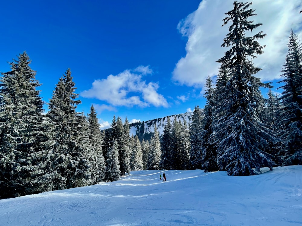 a person skiing on the snow