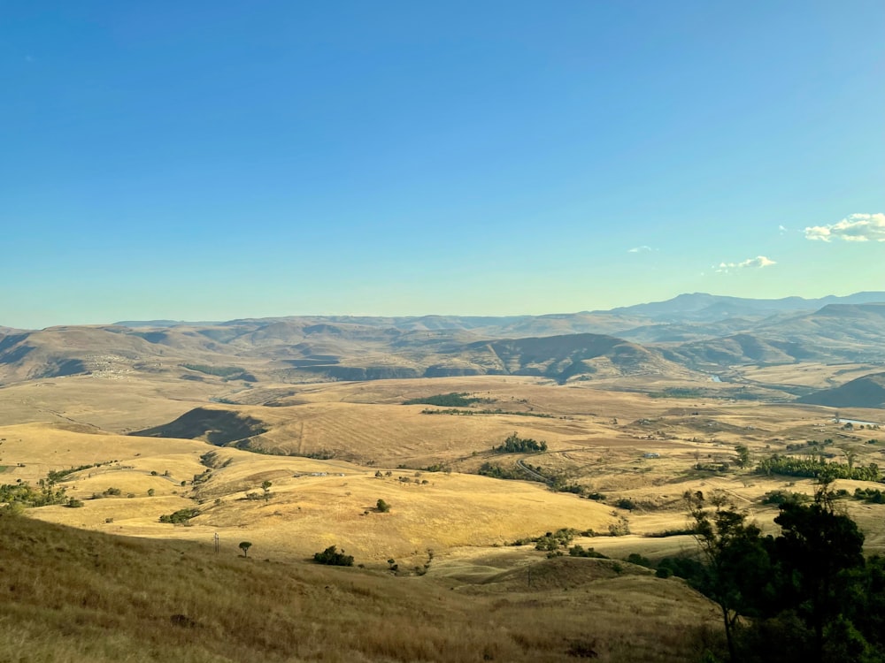 a landscape with hills and trees