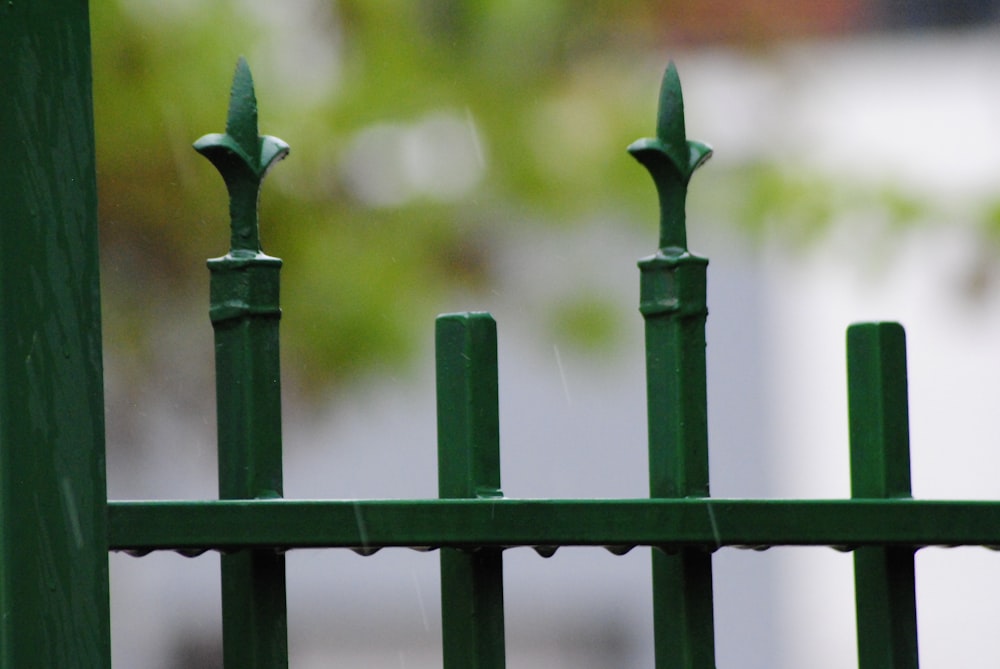a green metal fence