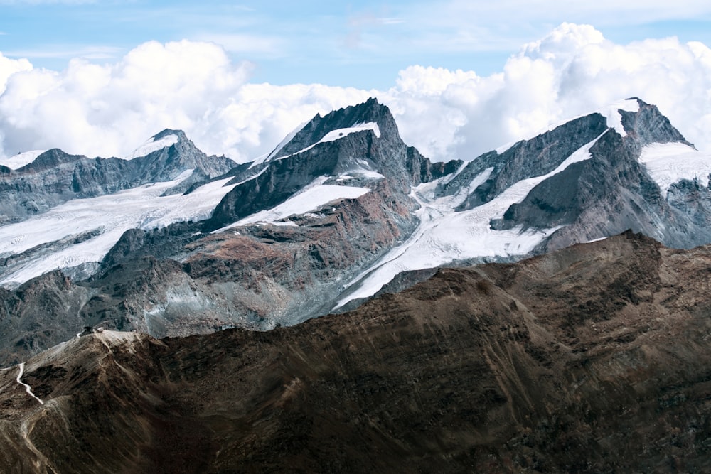 a mountain range with snow