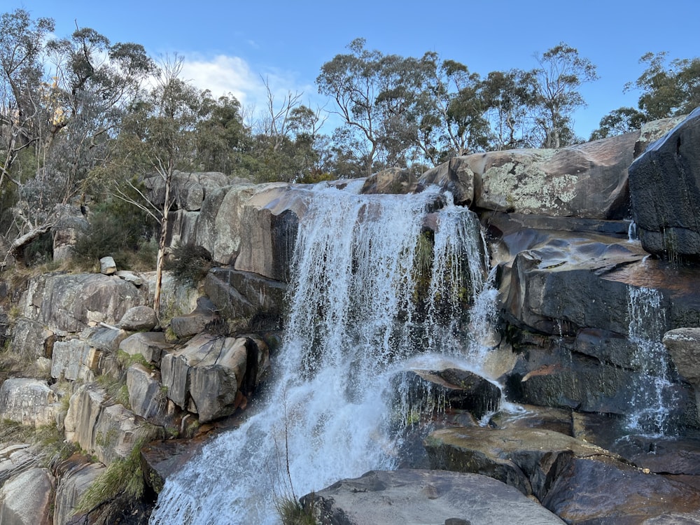 a waterfall over rocks