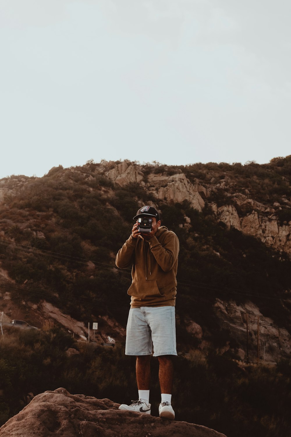 a man standing on a rock