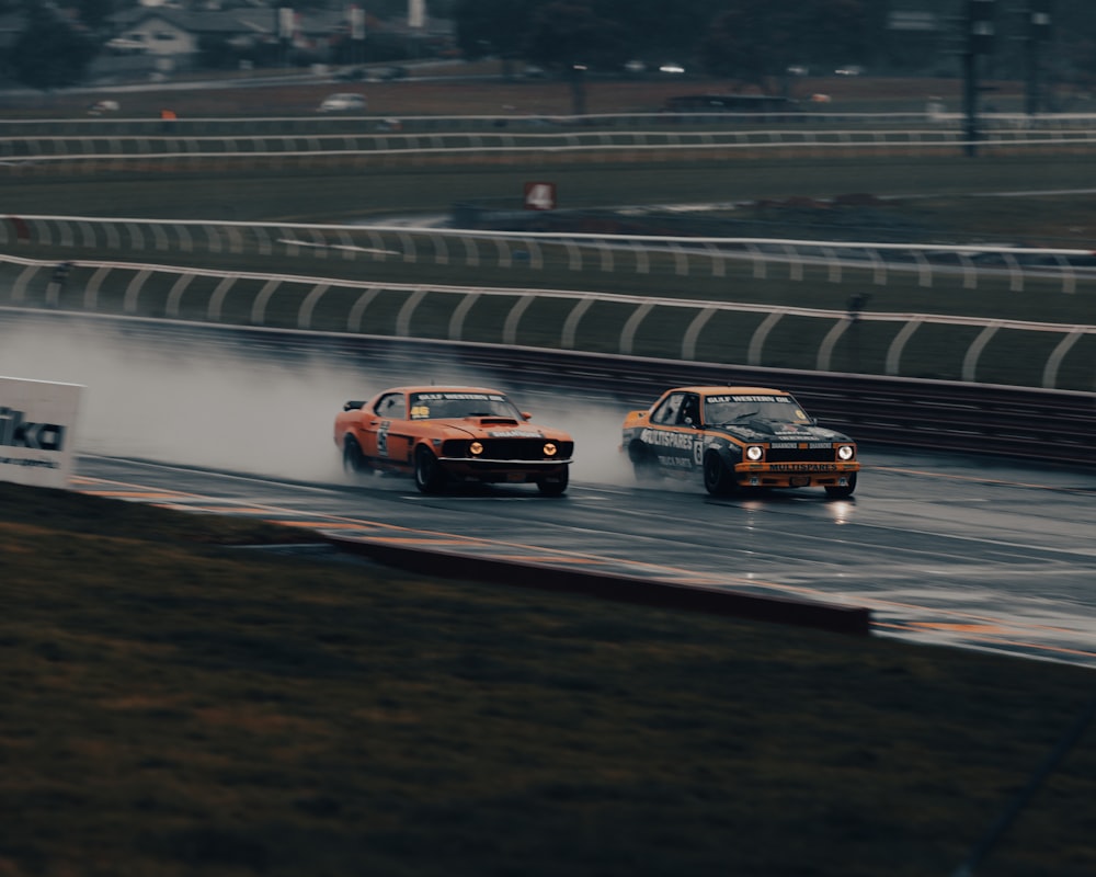 two race cars on a track