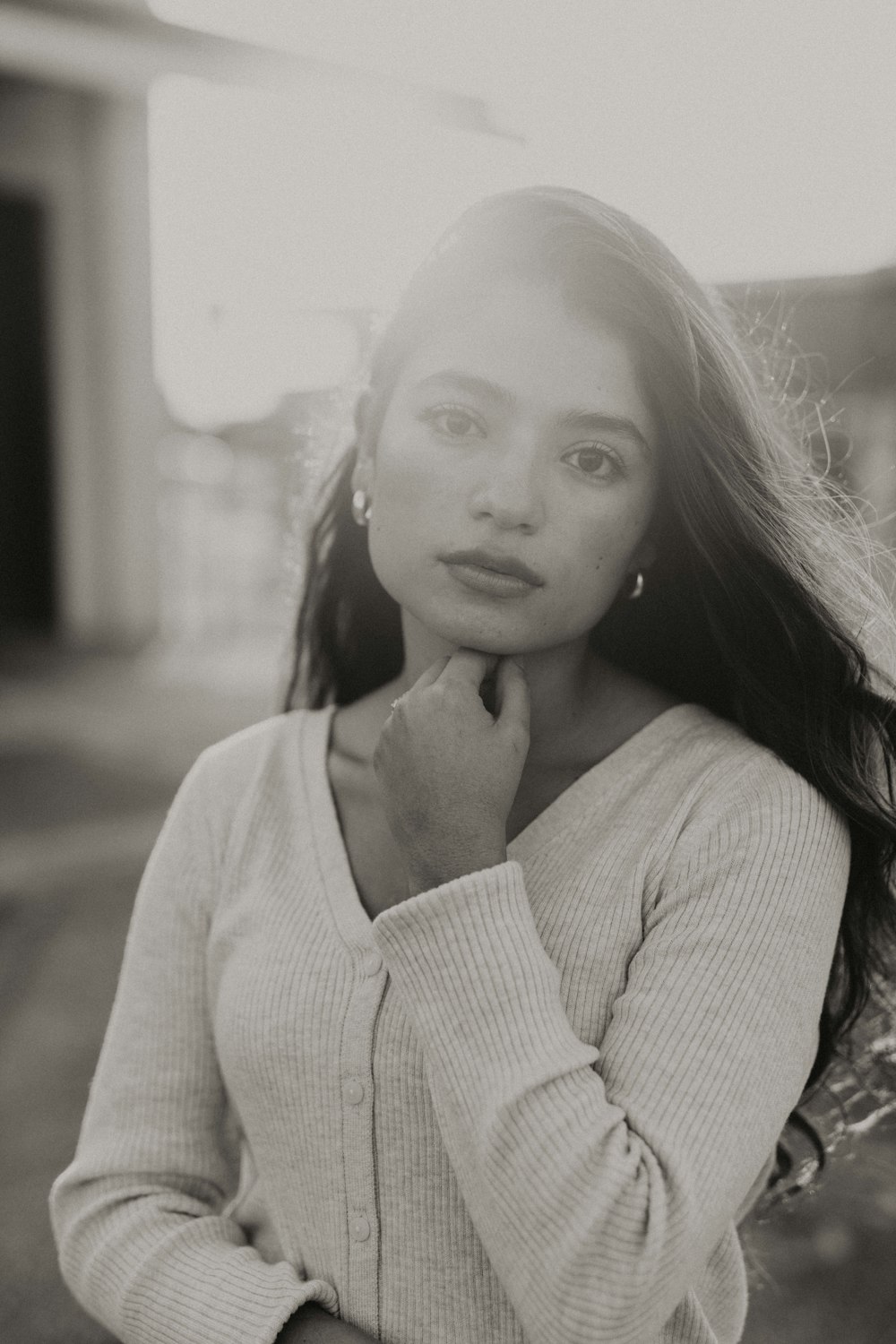 a woman with long hair