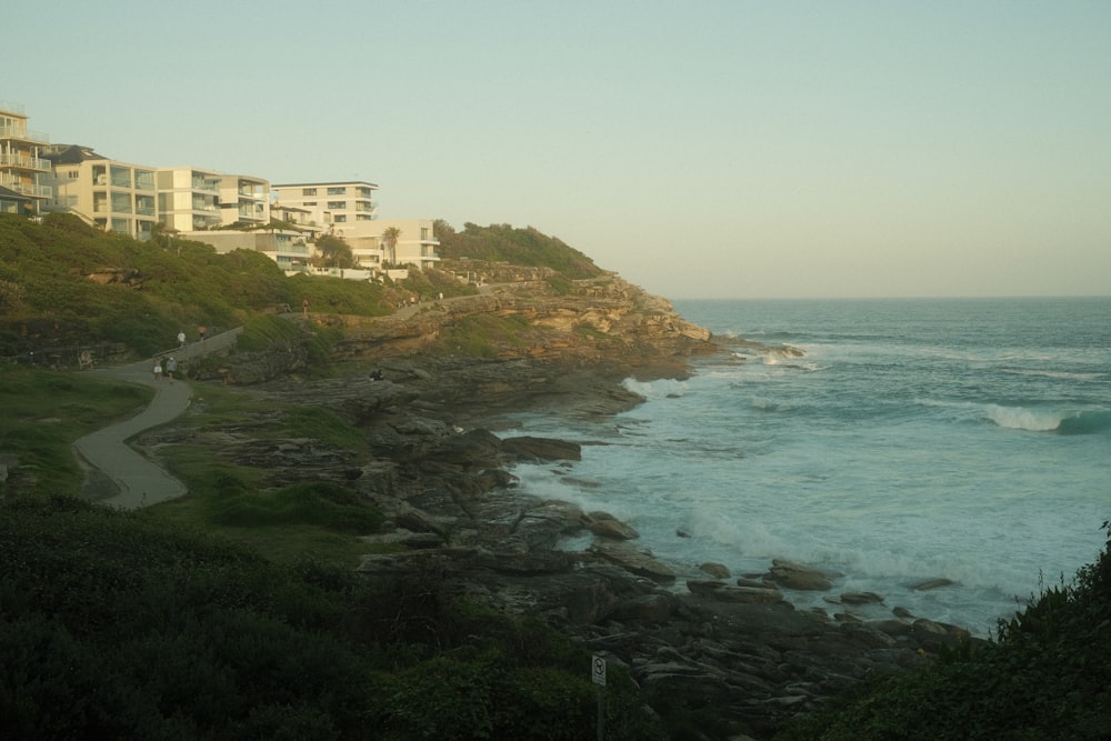 a beach with buildings on it