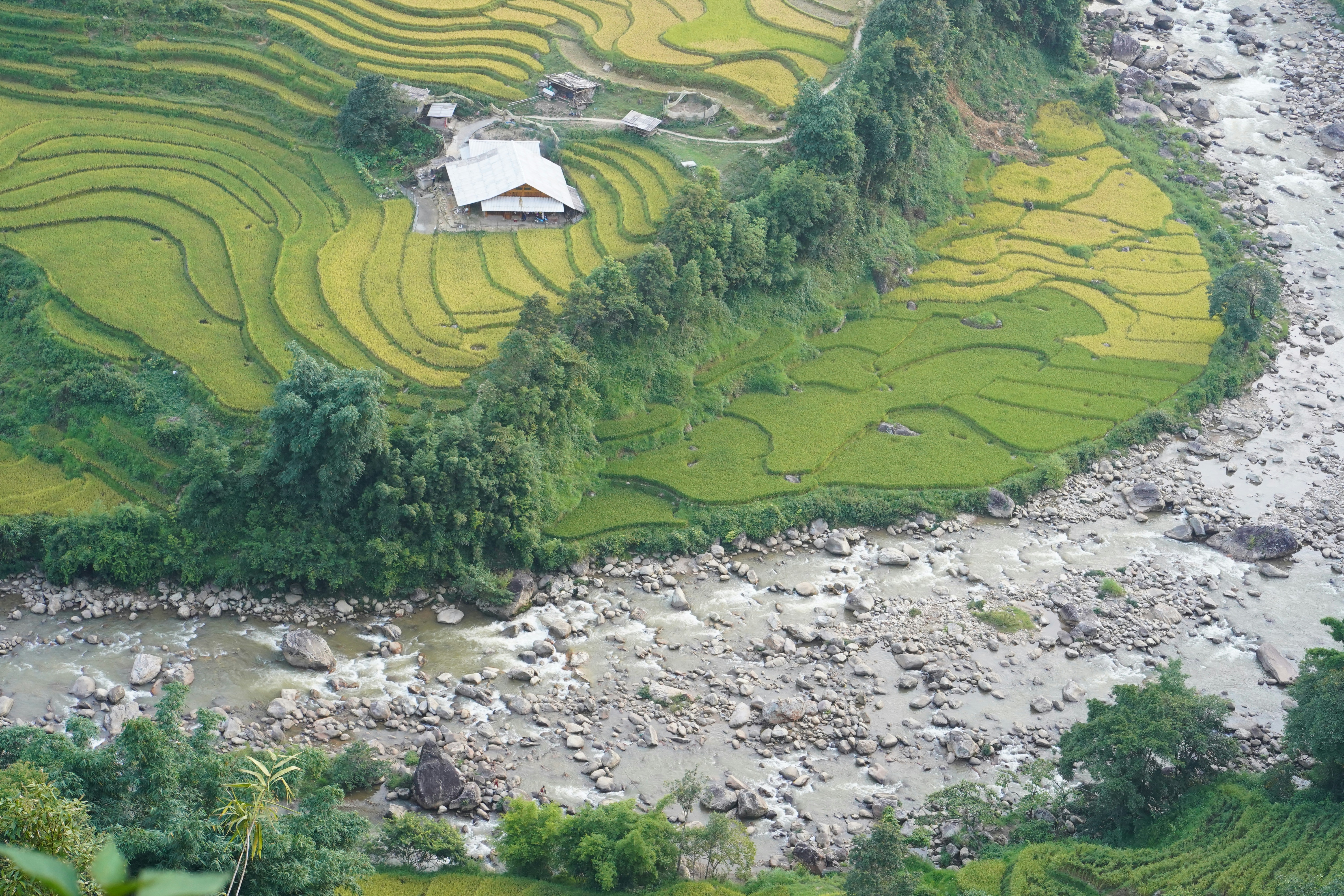 a river flowing through a valley