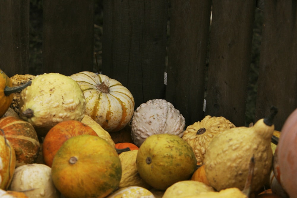 a group of pumpkins