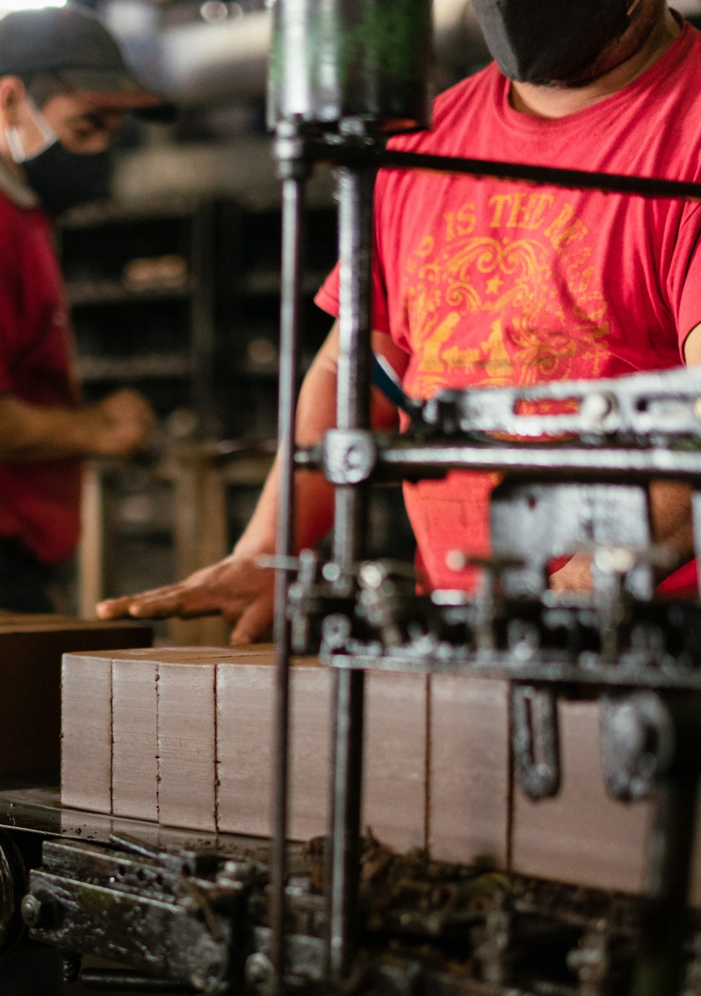 a person working on a machine