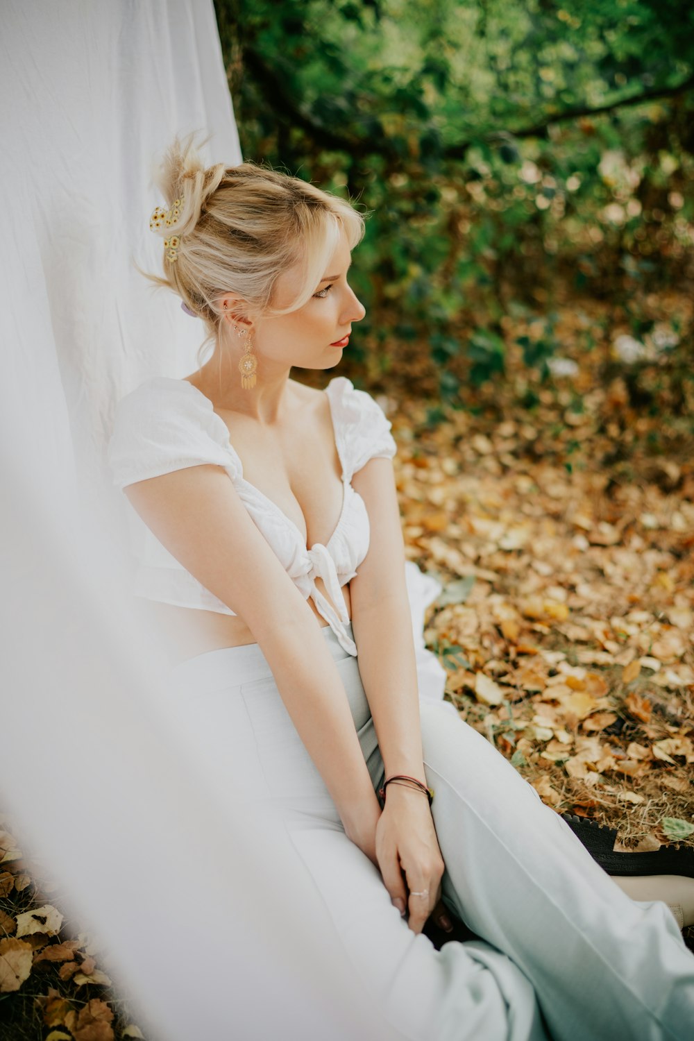 a woman in a white dress