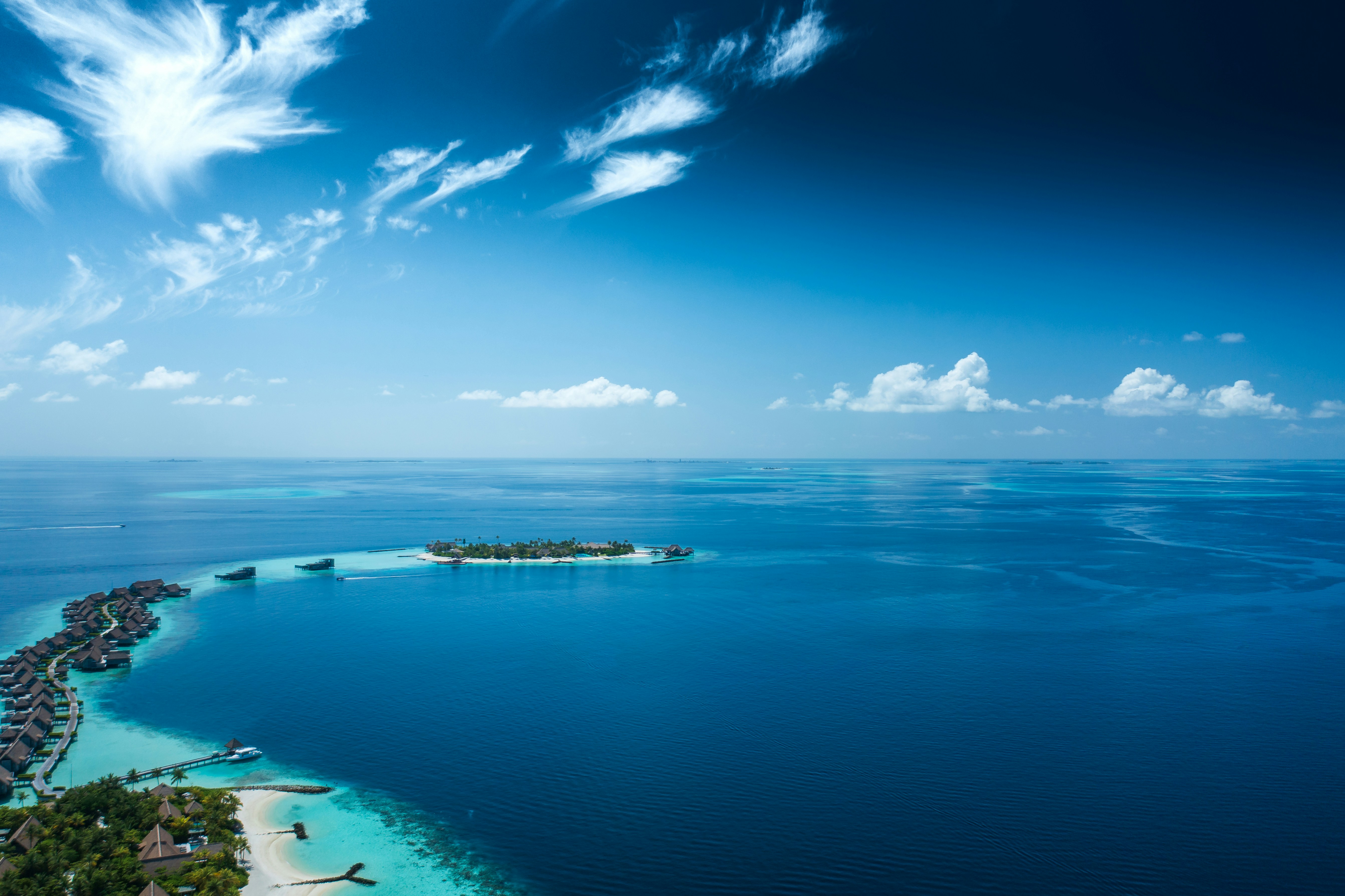 a beach with blue water