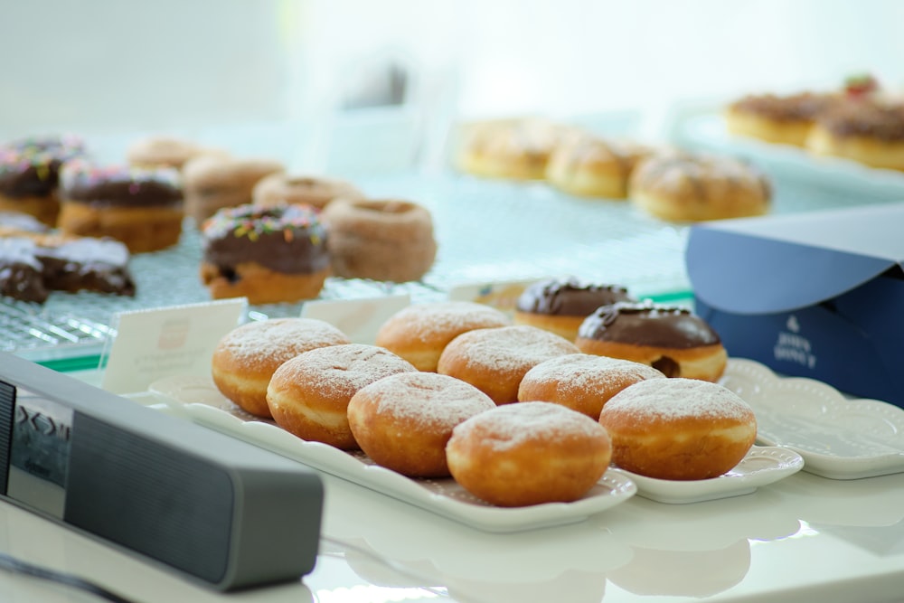 a plate of donuts