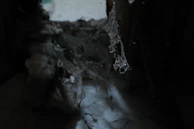 Before and after shots of a basement corner cleared of dust and cobwebs.