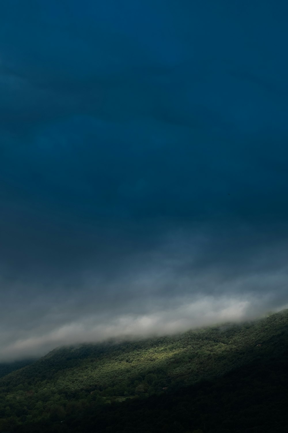 a grassy hill with a blue sky