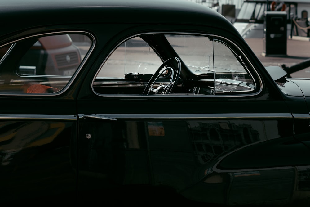 a car with a steering wheel