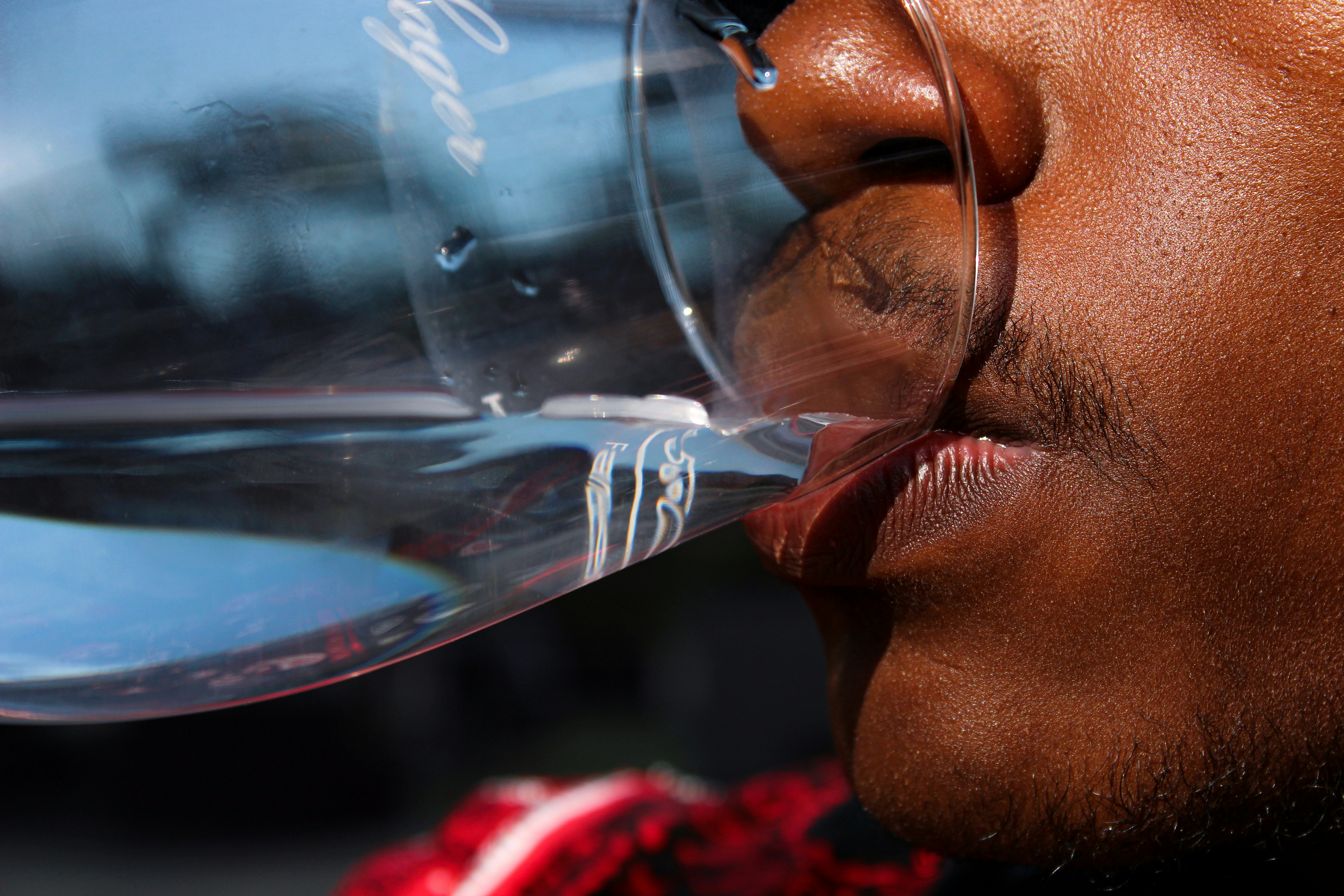 close up drinking water
