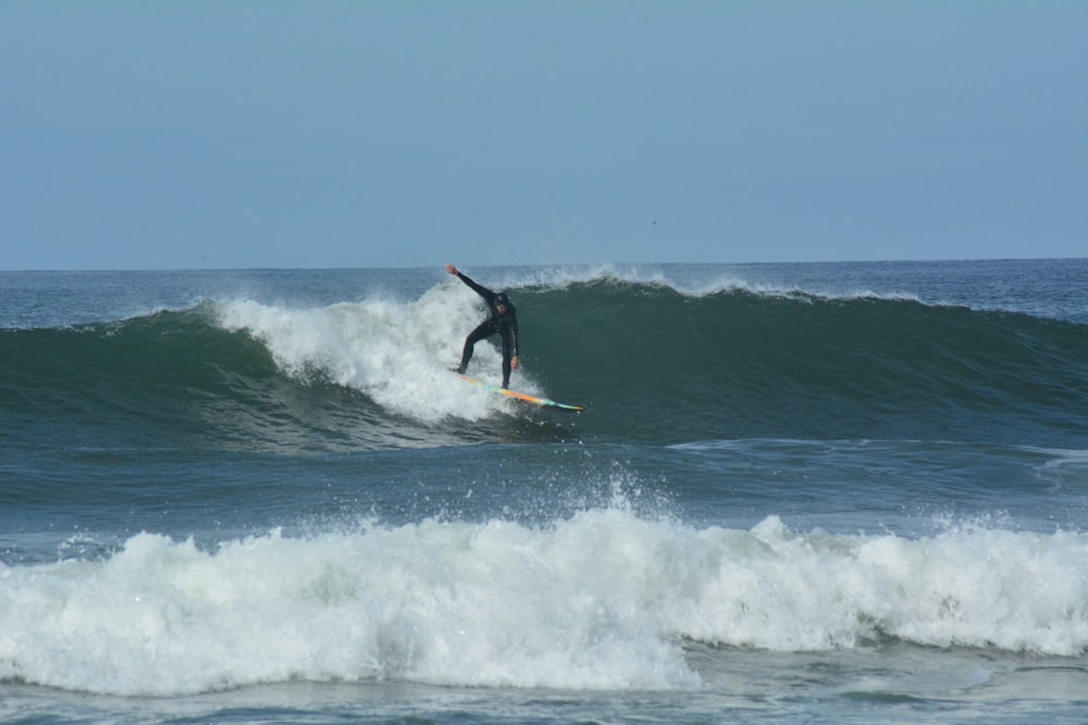 a surfer riding a wave