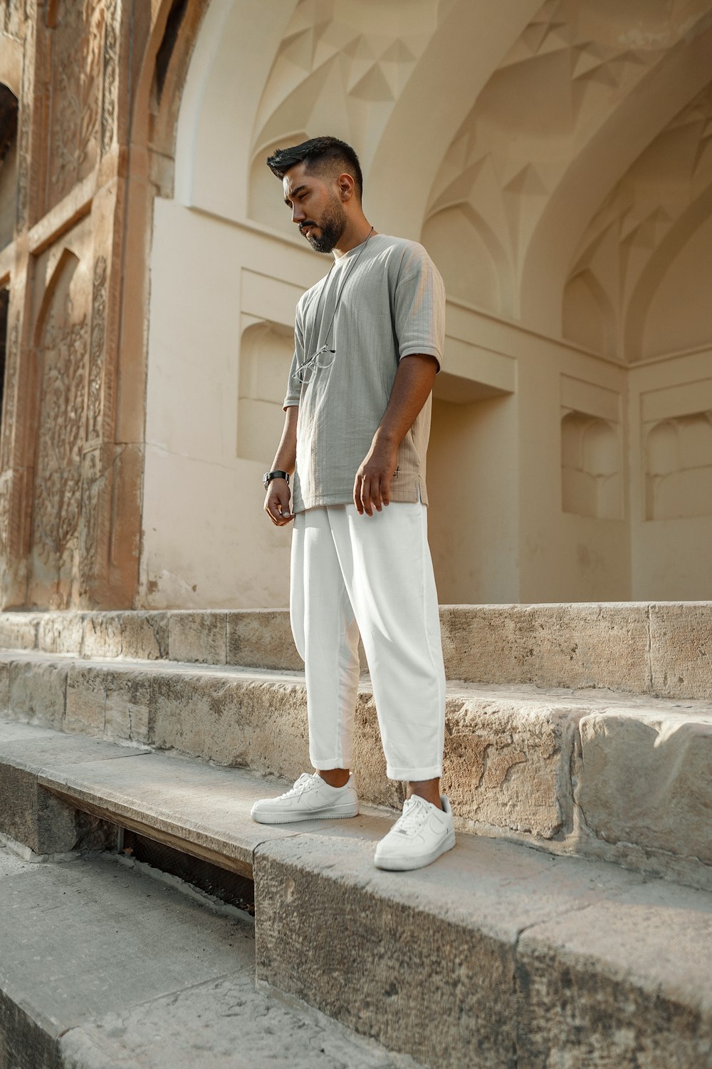 a man standing on some steps