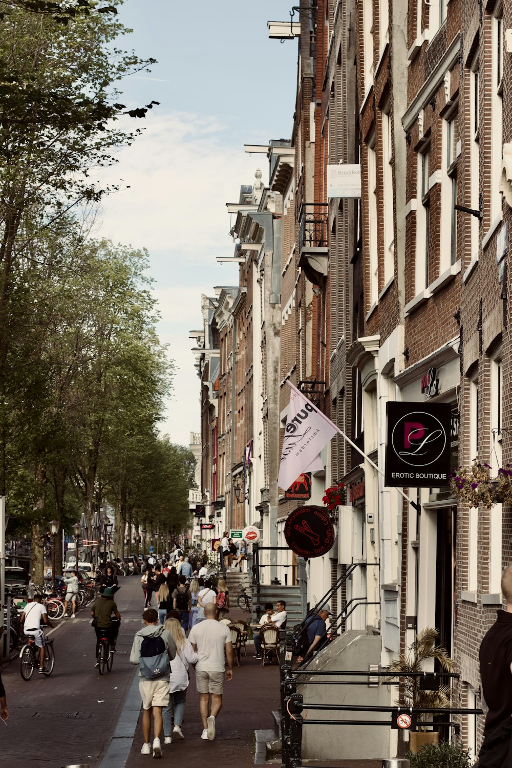 people walking on a street