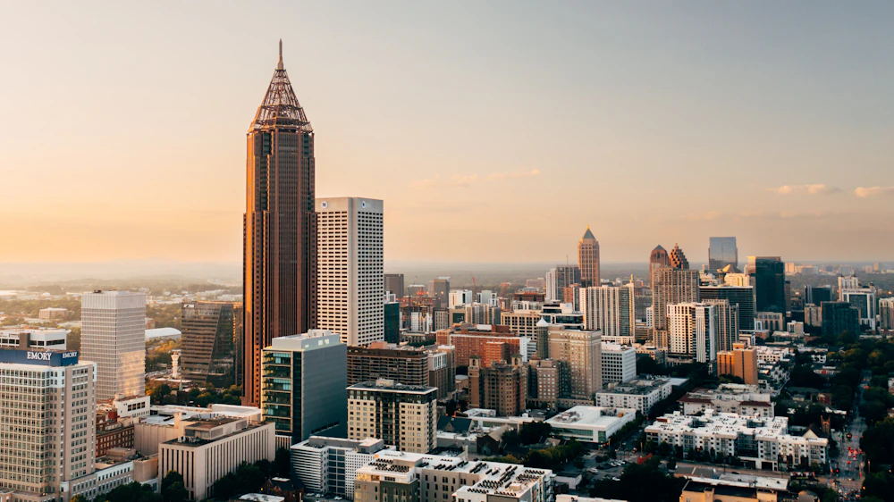 Atlanta metro skyline near Alpharetta's technology corridor