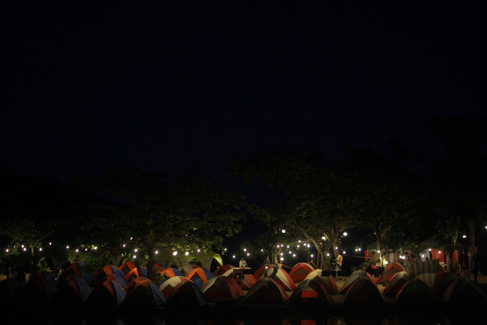 a crowd of people at night