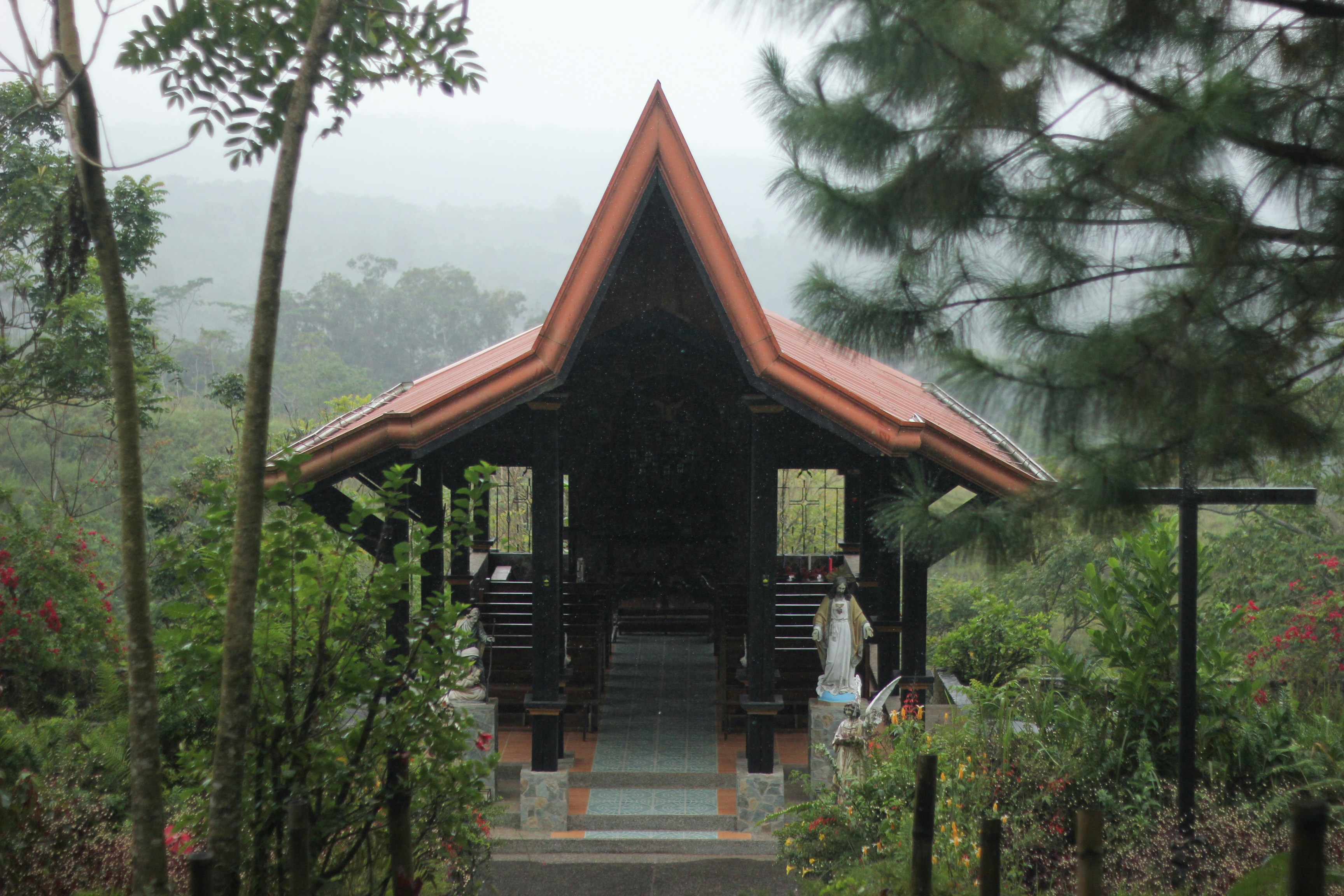 a pagoda in the woods