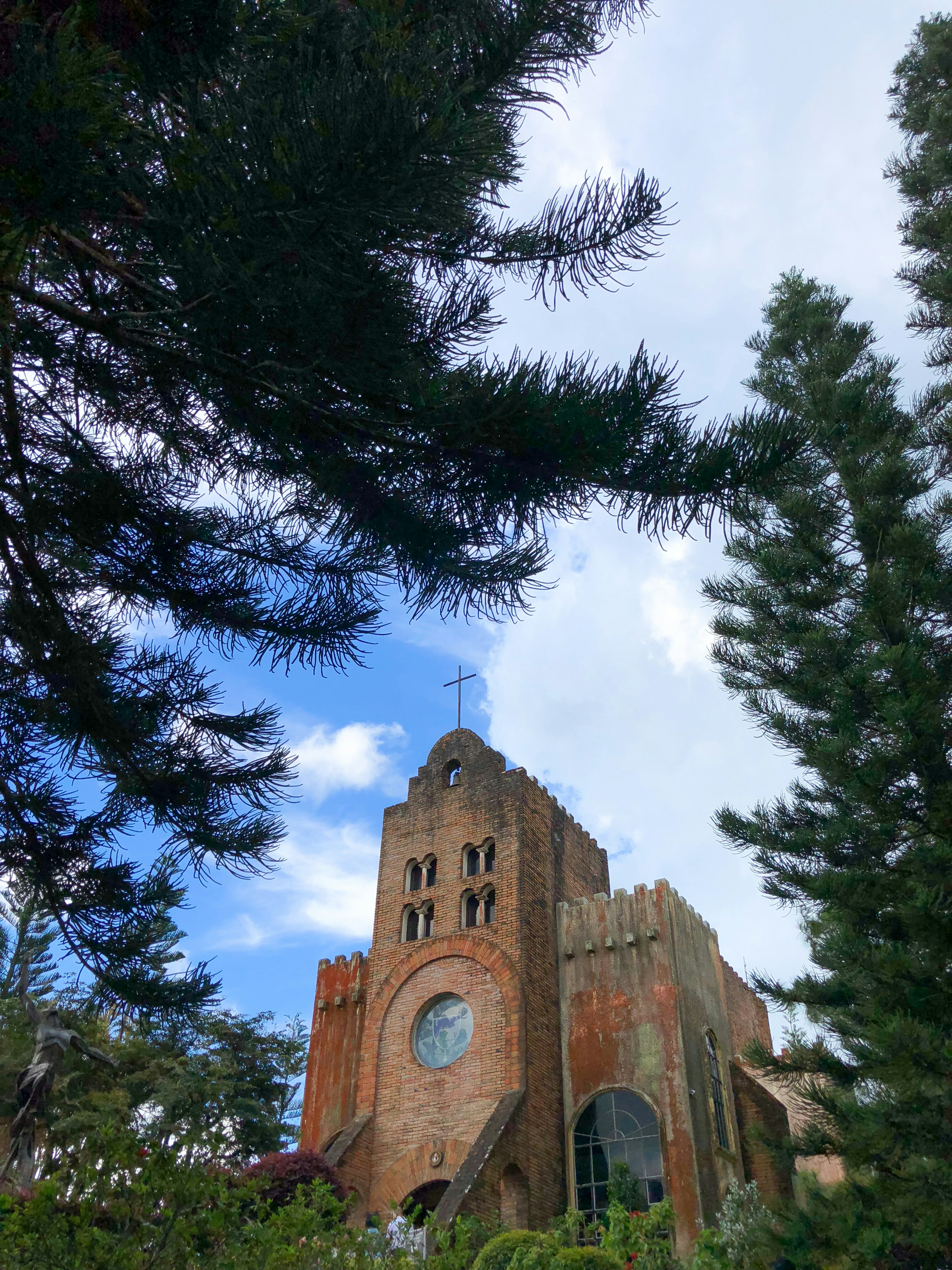 a brick building with a clock tower