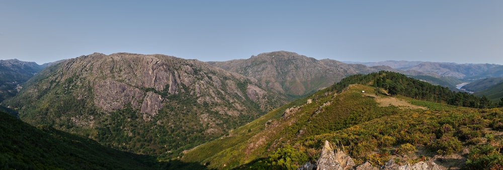 a landscape with hills and trees