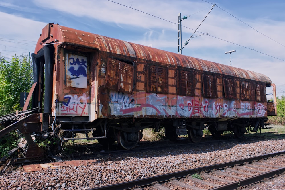 a train with graffiti on it