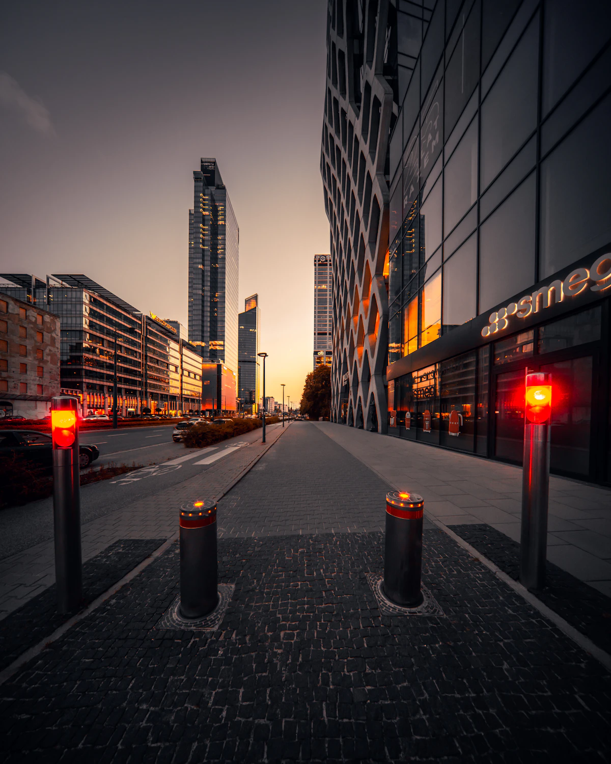 Warsaw cityscape at golden hour