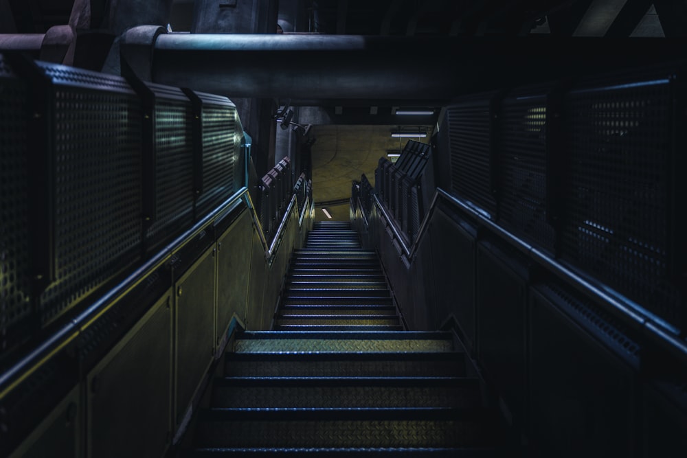 a long staircase in a building