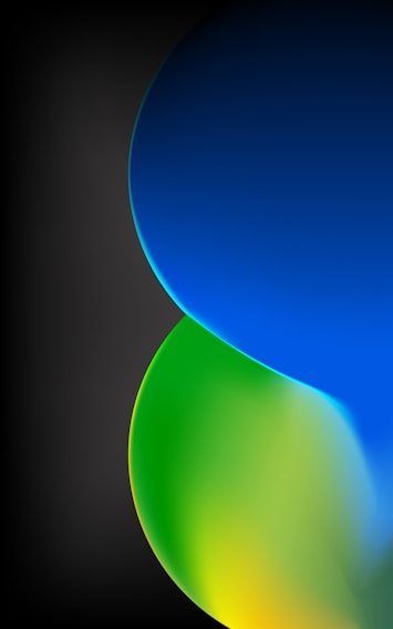 A vibrant gradient background with abstract shapes.