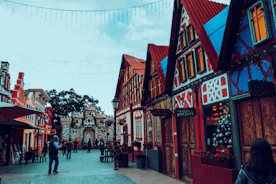a street with buildings and people