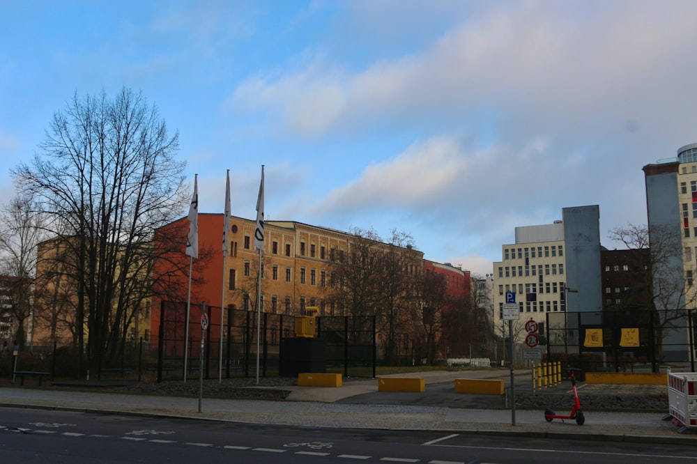 a street with buildings on the side