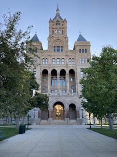 a large building with a tower