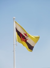 a yellow and red flag