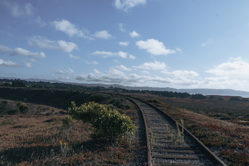 train tracks in a field
