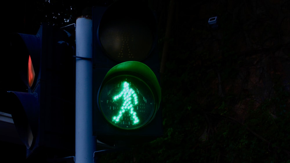 a green light on a pole