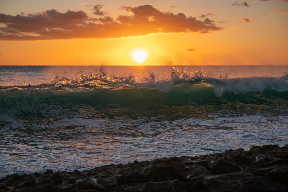 waves crashing on a beach