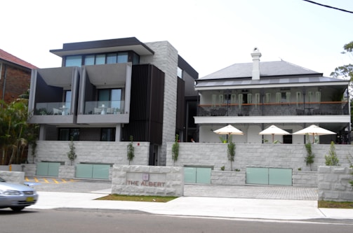 a building with a stone wall