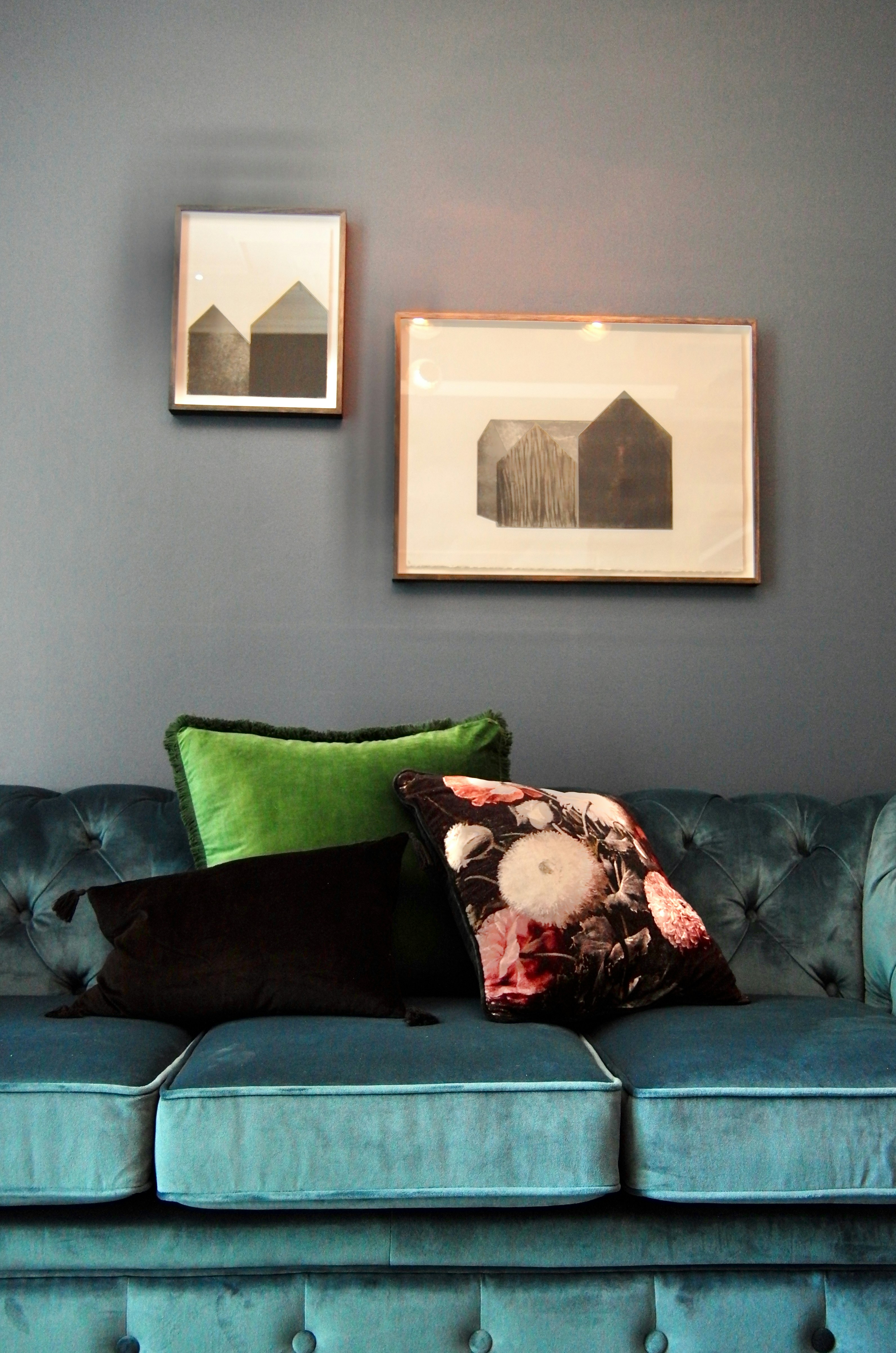 a couch with pillows